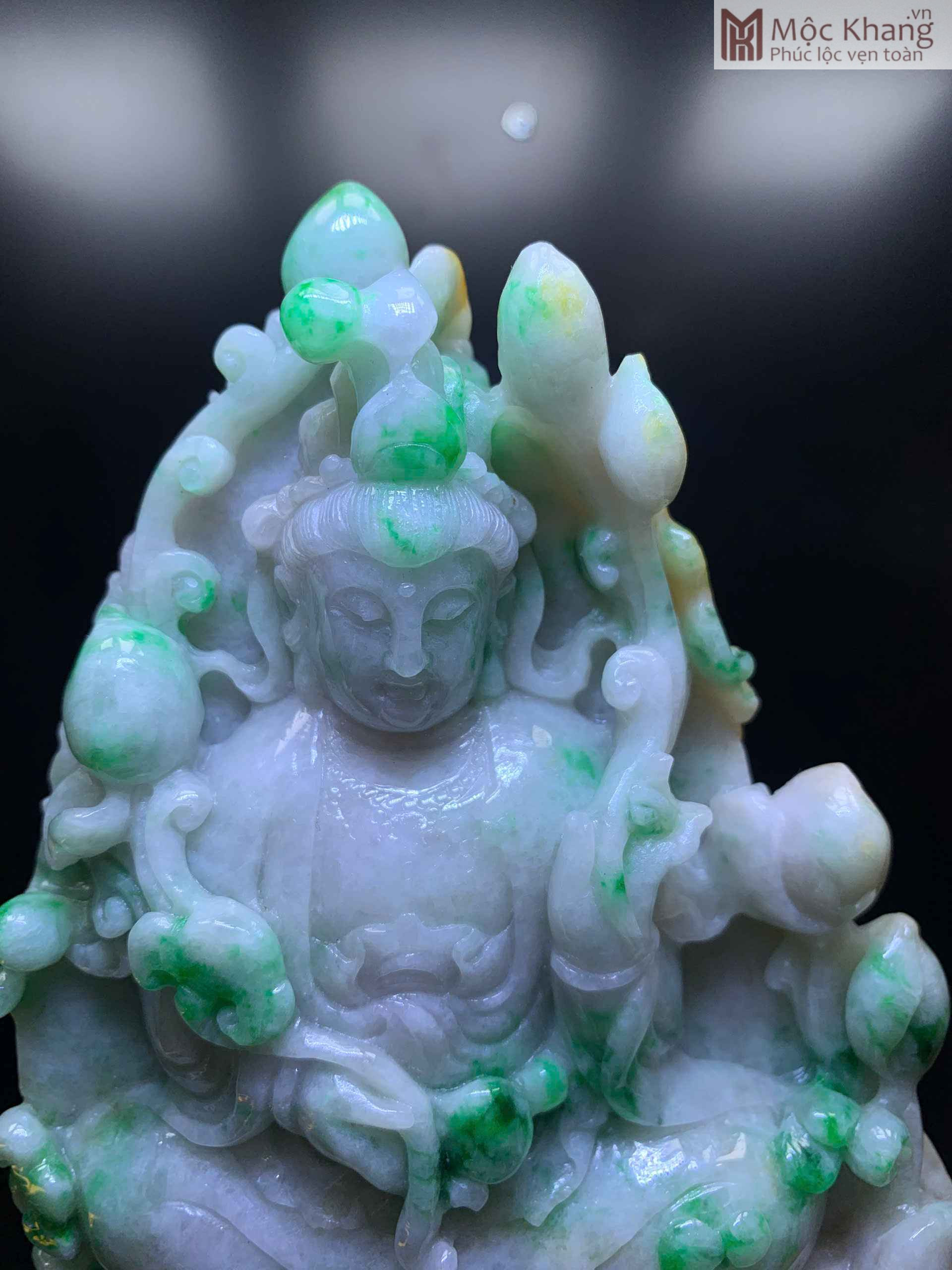 Tượng Phật Quan Âm Ngồi Đài Sen Ngọc Phỉ Thúy Cao 30 (cm) (3) Tuong Phat Quan Am Ngoi Dai Sen Ngoc Phi Thuy Cao 30 cm 3