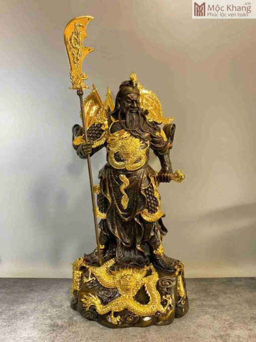 Tượng Quan Công Ngũ Kỳ Dát Vàng Đồng Cao 50 (cm)
