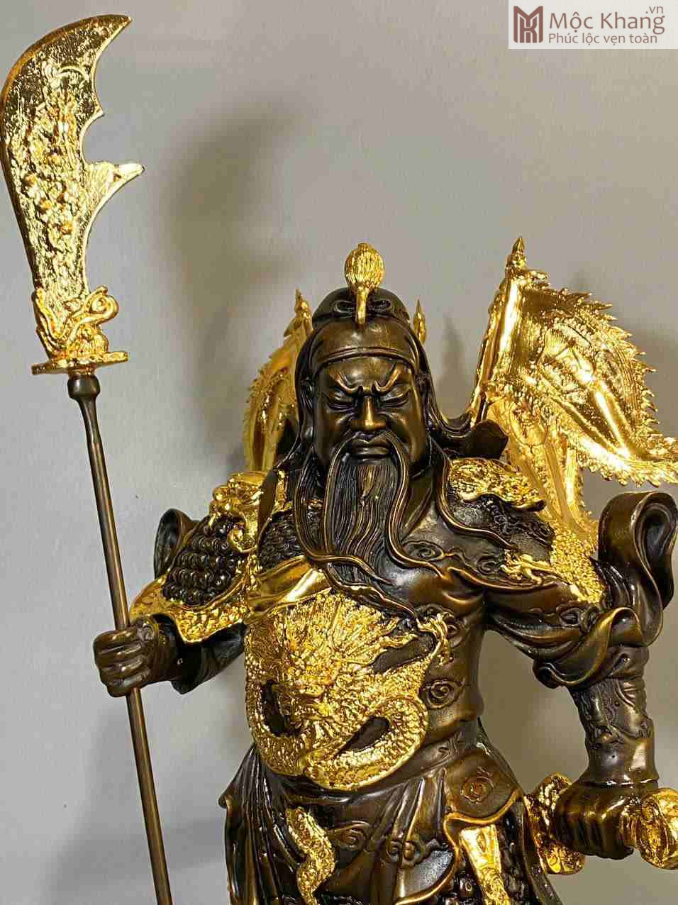 Tượng Quan Công Ngũ Kỳ Dát Vàng Đồng Cao 50 (cm) (2) Tuong Quan Cong Ngu Ky Dat Vang Dong Cao 50 cm 2