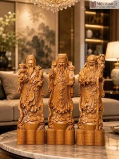 Tượng Tam Đa Gỗ Bách Xanh Cao 9 (cm)