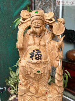 Tượng Thần Tài Gỗ Ngọc Am Cao 96 (cm)
