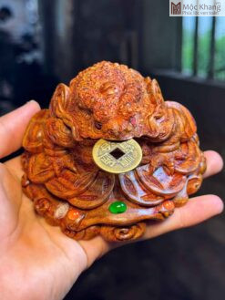 Tượng Thiềm Thừ Gỗ Sưa Đỏ Cao 7 (cm)