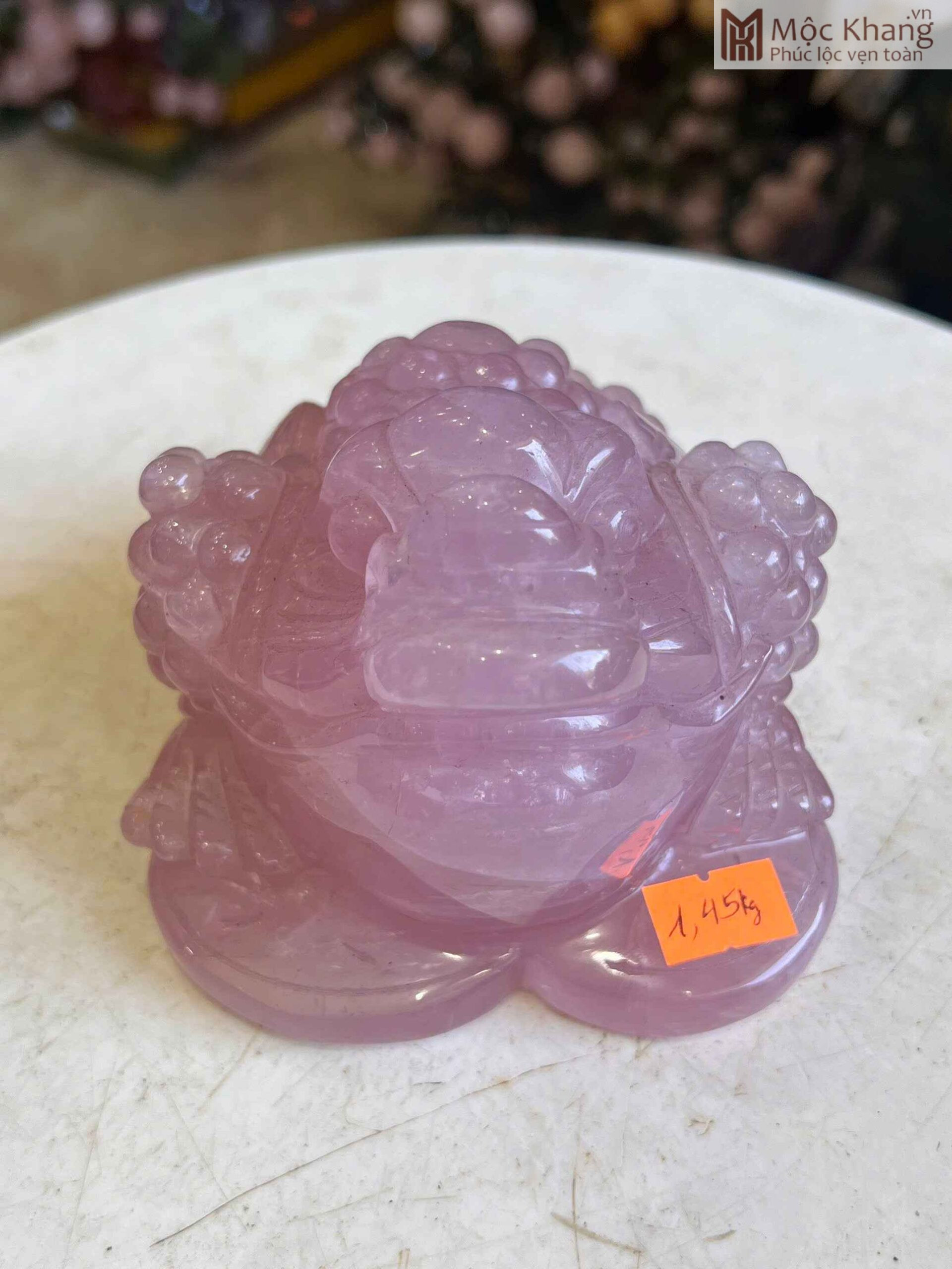 Tượng Thiềm Thừ Thạch Anh Hồng Cao 13,5 (cm) (1) Tượng Thiềm Thừ Thạch Anh Hồng Cao 13,5 (cm)