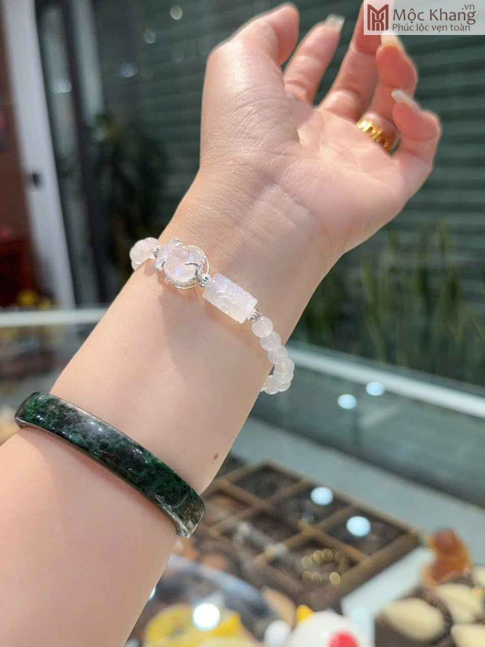 Vòng Tay Đá Tự Nhiên Mix Túi Tiền Bọc Bạc (1) Vòng Tay Đá Tự Nhiên Mix Túi Tiền Bọc Bạc