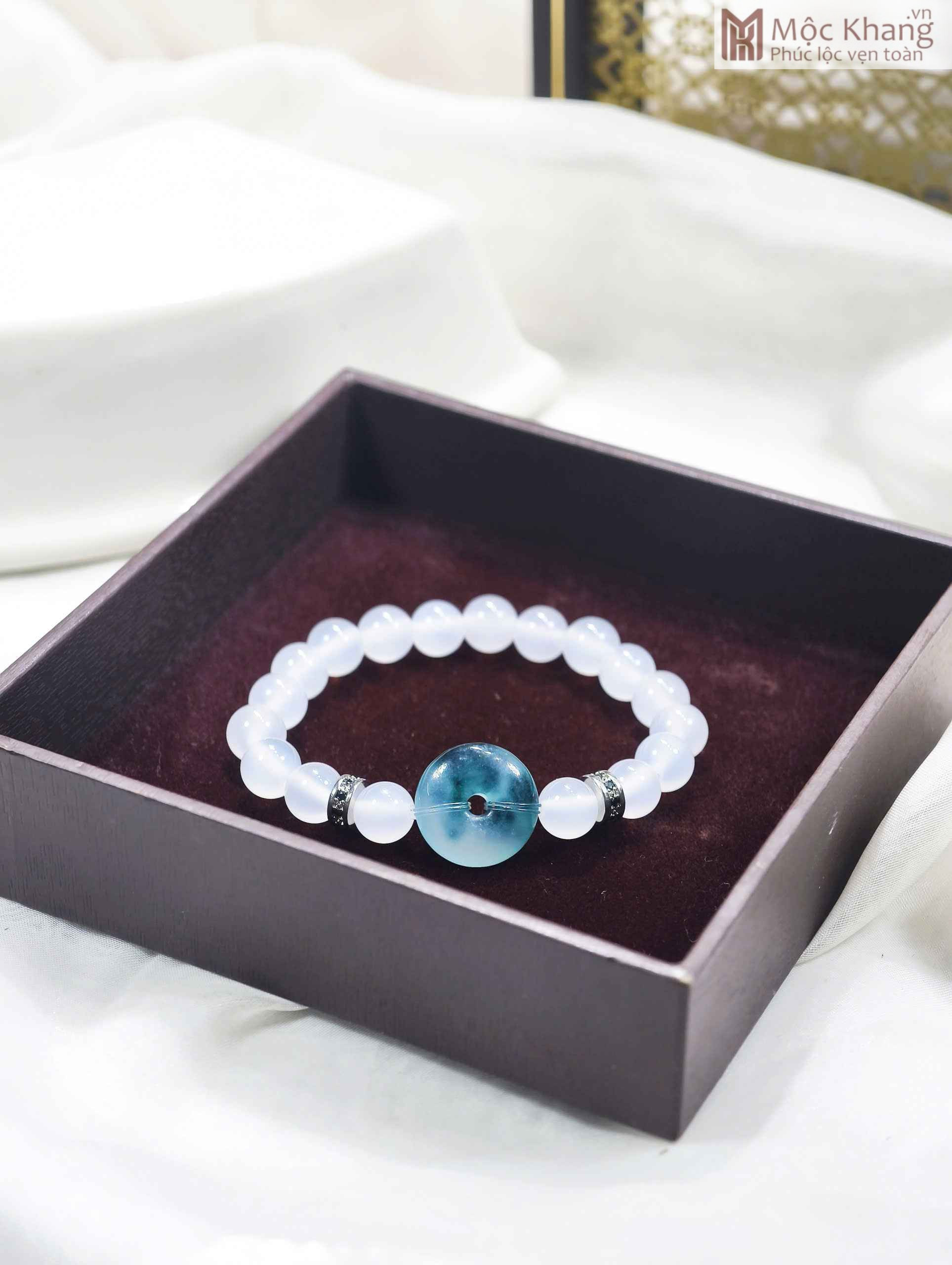 Vòng Tay Mã Não Trắng Hạt 8 (mm) (2) Vong Tay Ma Nao Trang Hat 8 mm 2