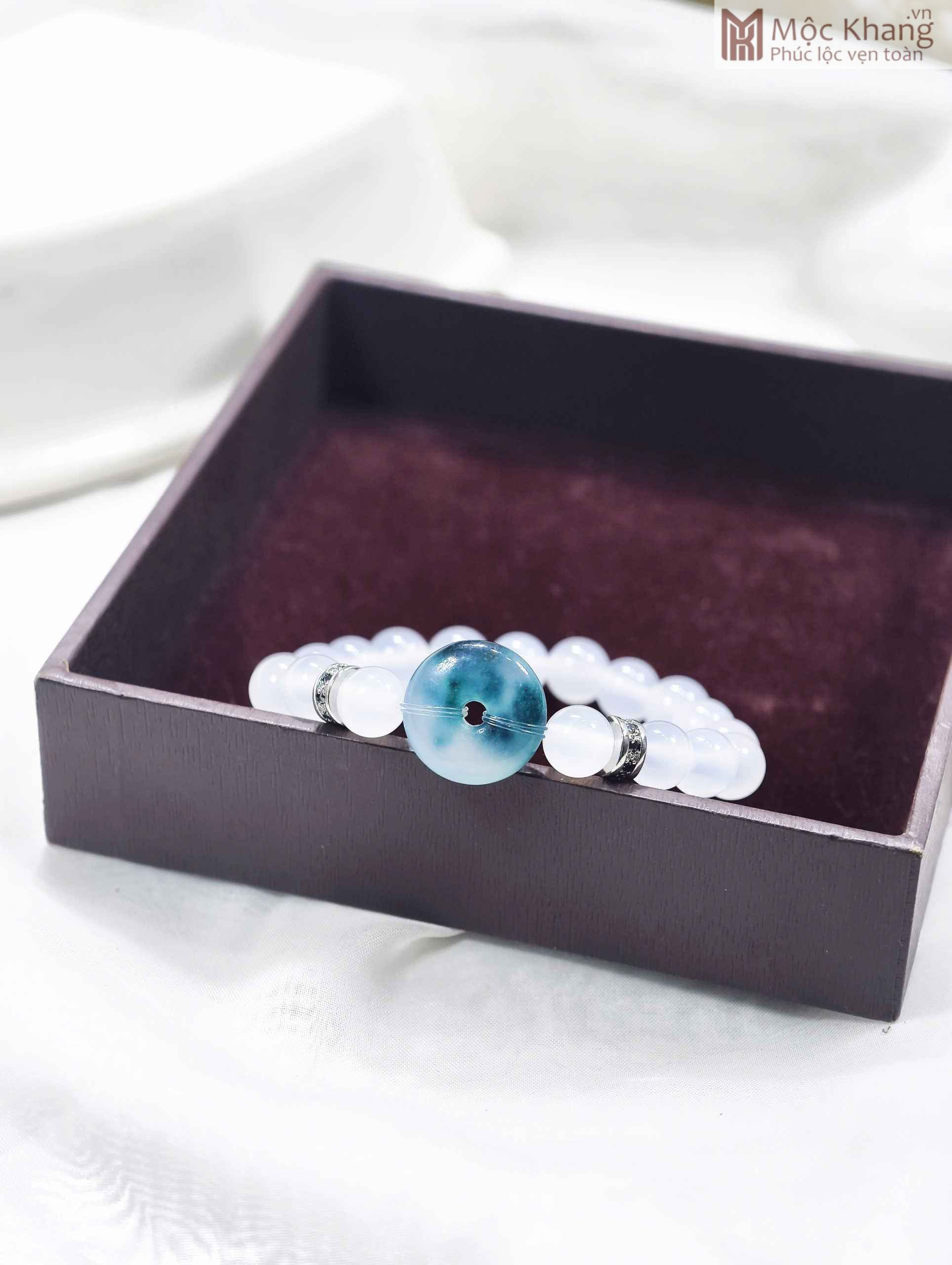 Vòng Tay Mã Não Trắng Hạt 8 (mm) (3) Vong Tay Ma Nao Trang Hat 8 mm 3