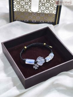 Vòng Tay Moonstone Mix Charm Cỏ 4 Lá