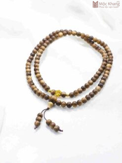 Vòng Trầm Hương Tốc Mix Vàng 24K Hạt 6 (mm)