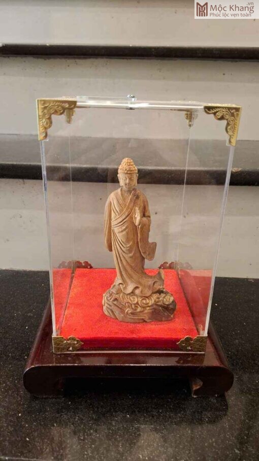 Tượng Phật A Di Đà Hoàng Đàn Tuyết Chìm Cao 14,5 (cm)