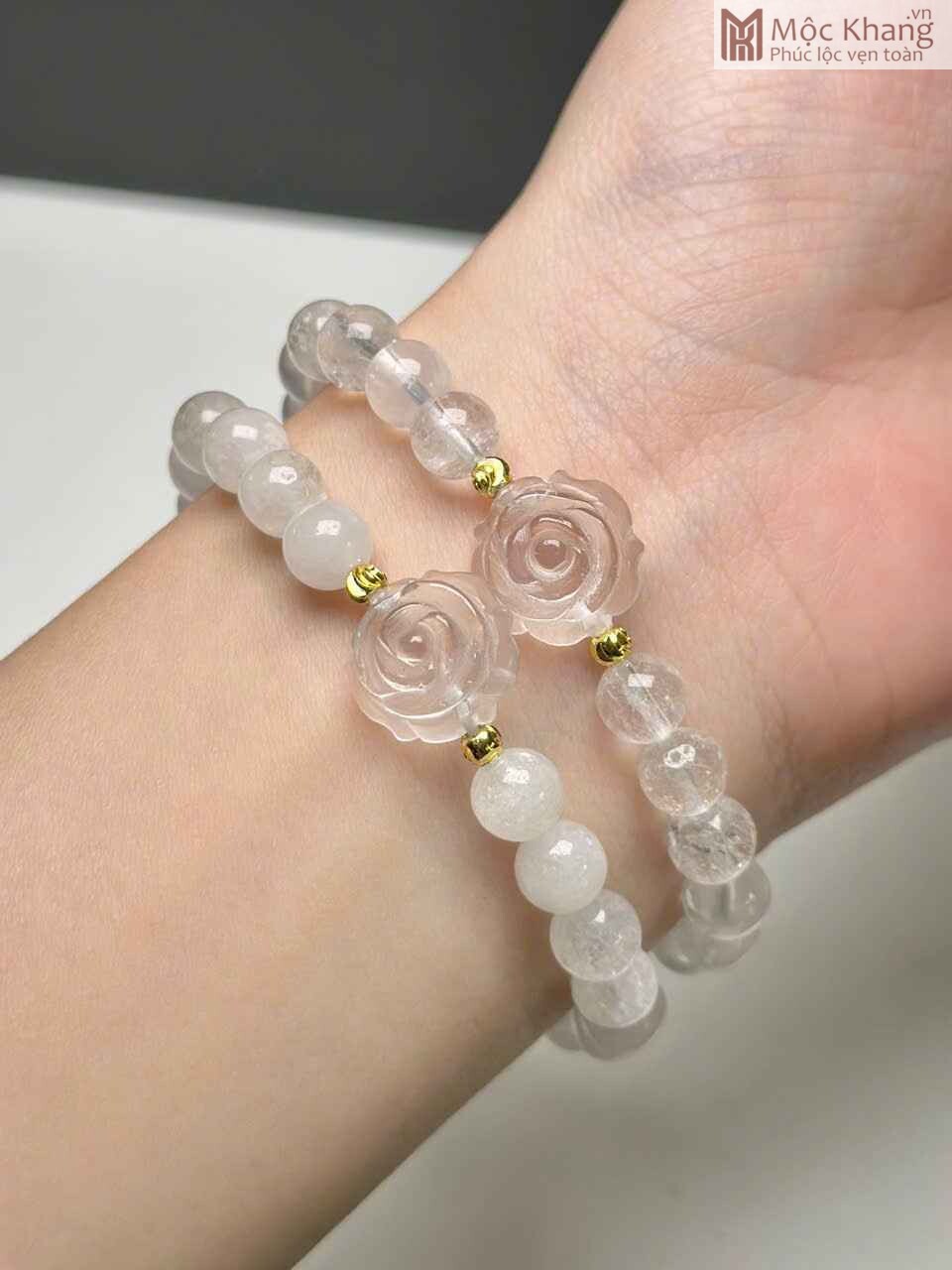 Vòng Tay Thạch Anh Trắng Hạt 6,4 (mm) (3) Vong Tay Thach Anh Trang Hat 64 mm 3