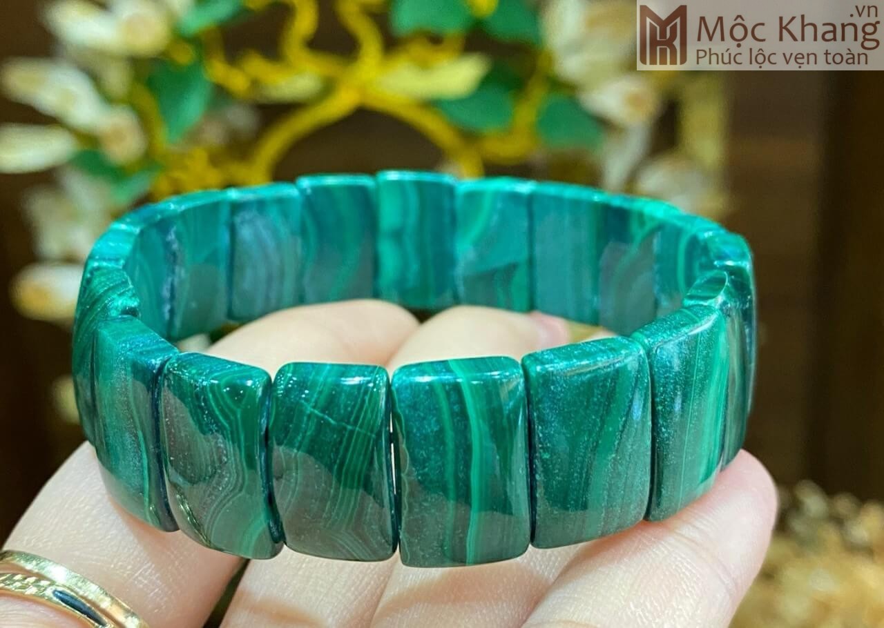 Vòng Tay Bản Khúc Đá Malachite