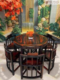 Bàn Tròn Thu Gọn Gỗ Trắc Cao 72(cm)
