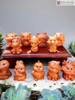 Bộ Tượng 12 Con Giáp Chibi Gỗ Hương