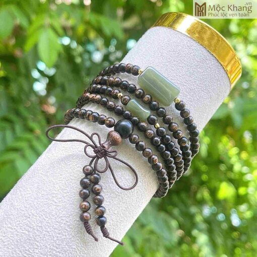 Chuỗi Trầm Mix Charm Vô Sự Hoà Điền Hạt 4(mm)