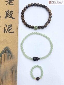 Combo Vòng Tay Trầm Và Nhẫn Ngọc Hoà Điền Hạt 6(mm)