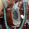 Mặt dây di lạc mục dục cẩm thạch jadeite a Myama bạc s925 33.2x30.8x10.8mm-25g