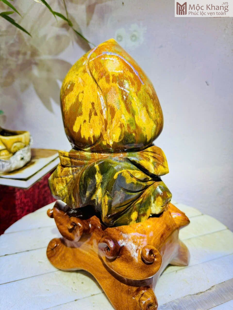 qua-dao-tien-go-hoa-thach-cao-30cm (6) Quả Đào Tiên Gỗ Hóa Thạch Cao 30(cm)