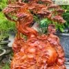 Tượng Di Lặc Ngồi Gốc Tùng Gỗ Nu Hương Cao 75(cm)