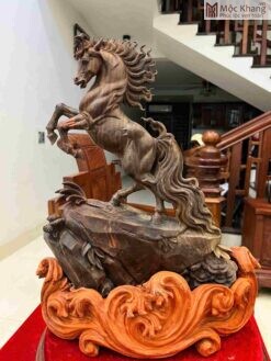 Tượng Ngựa Gỗ Trắc Đen  Cao 51(cm)