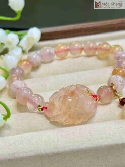 Vòng Tay Hồ Ly Mã Não Hoa Đào Mix Charm Hạt 7(mm)