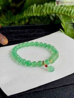Vòng Tay Thạch Anh Dâu Xanh Mix Charm Hạt 7.3(mm)