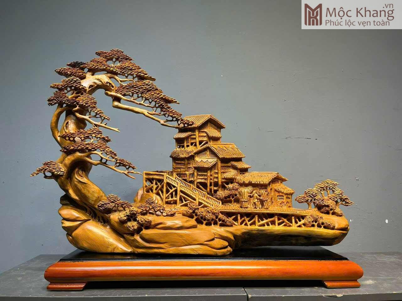 tieu-canh-lang-que-go-nhai-bach-cao-62cm Tiểu Cảnh Làng Quê Gỗ Nhai Bách Cao 62(cm)