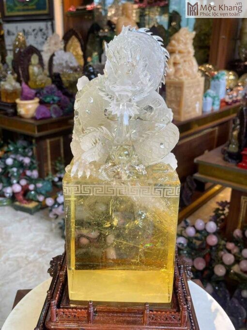 Ấn Rồng Thạch Anh Vàng Cao 27(cm)