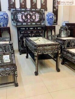 Bộ Bàn Ghế Khảm Ốc Gỗ Gụ Dài 105(cm)