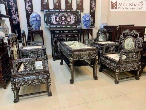 Bộ Bàn Ghế Khảm Ốc Gỗ Gụ Dài 105(cm)