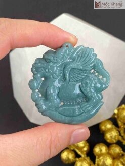 Khánh Treo Xe Kỳ Lân Phi Thiên Lam Ngọc