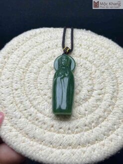 Mặt Dây Phật Quan Âm Ngọc Bích Dày 9 (mm)