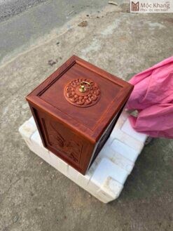 Thùng Rác Gỗ Hương Đá Cao 40(cm)