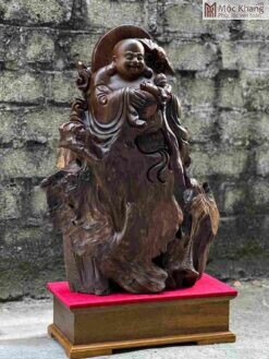 Tượng Di Lặc Gỗ Bách Xanh Thơm Ngọt Cao 93 (cm)