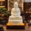 Tượng Đức Phật Thích Ca Bạch Ngọc Cao 52(cm)