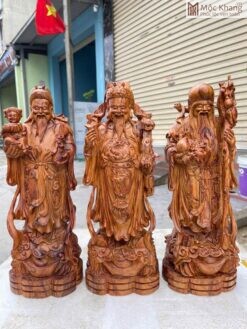 Tượng Phúc Lộc Thọ Gỗ Sưa Cao 40(cm)
