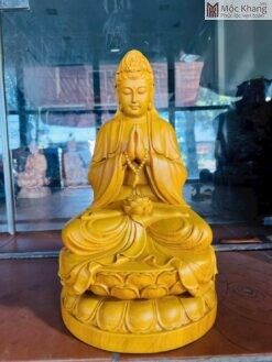 Tượng Quan Âm Ngồi Sen Gỗ Hương Cao 50(cm)