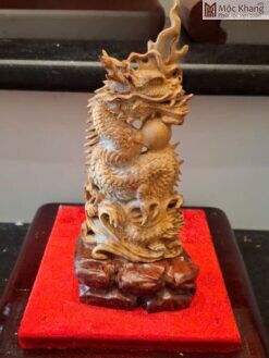 Tượng Rồng Gỗ Hoàng Đàn Cao 17(cm)