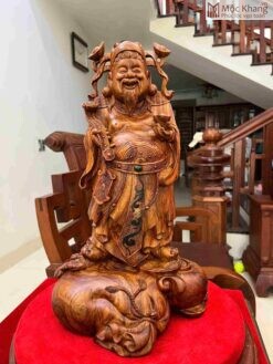 Tượng Thần Tài Gỗ Sưa Đỏ Cao 50(cm)