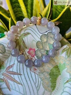 Vòng Tay Ngọc Hòa Điền Tím Khói Jade A 12 (mm)